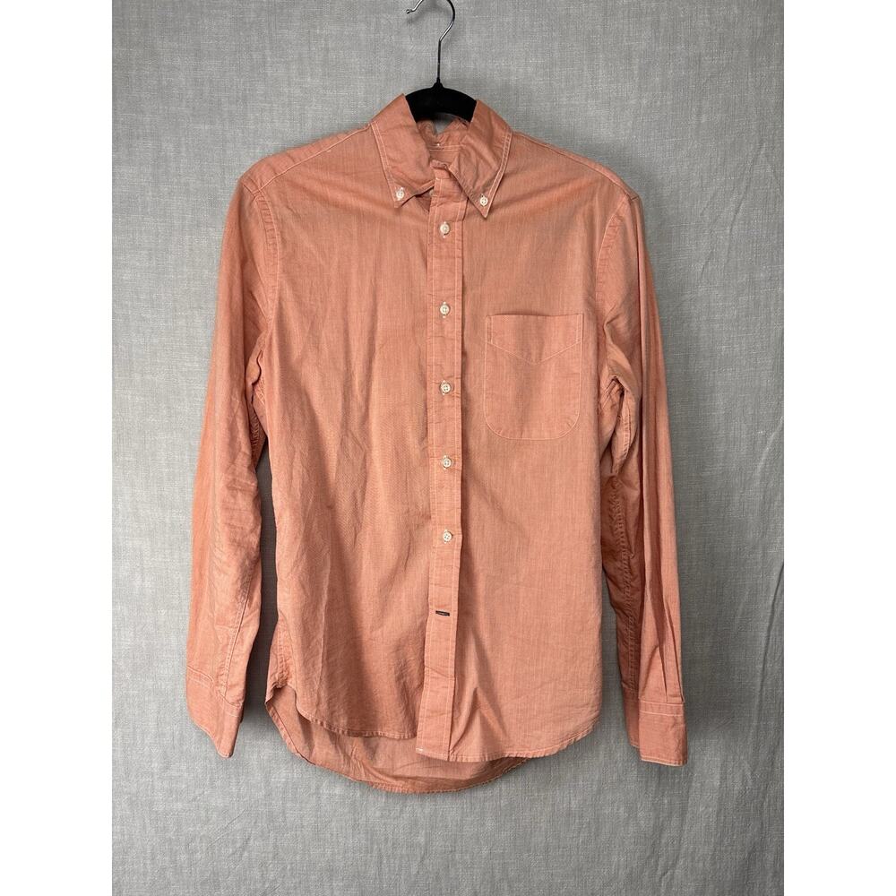 Gitman Bros Shirt Mens Small Button Down Orange Vintage Fit USA Made Cotton